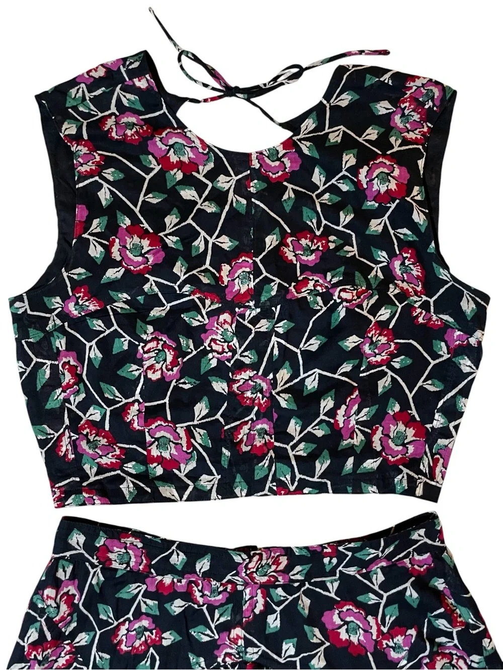 Matching Floral Crop Top & Skirt Set Medium